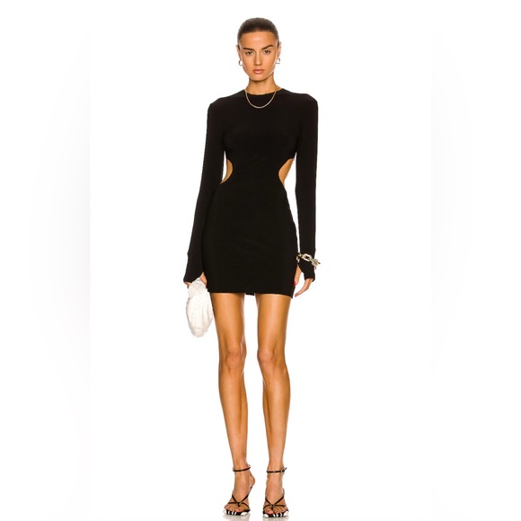 Norma Kamali Black Long Sleeve Cut-Out Dress - Picture 1 of 4